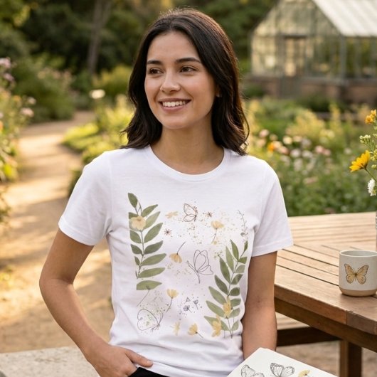 Botanical Wildflower Butterfly T-Shirt