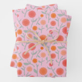 Botanical Wildflower Dandelion Pink Pattern Inpakpapier Vel (In situ)