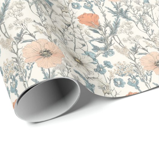 Botanical Wildflower Elegant Gift Wrapping Paper Cadeaupapier (Rol Hoek)