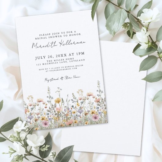 Botanical Wildflower Floral Bridal Shower Kaart