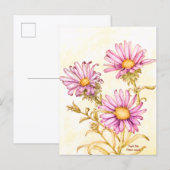 Botanical wildflower watercolor aster briefkaart (Voorkant / Achterkant)