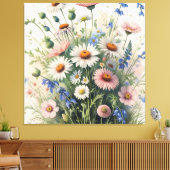 Botanical Wildflower Watercolor Poster – Motivatio Canvas Afdruk (Insitu (Woonkamer))