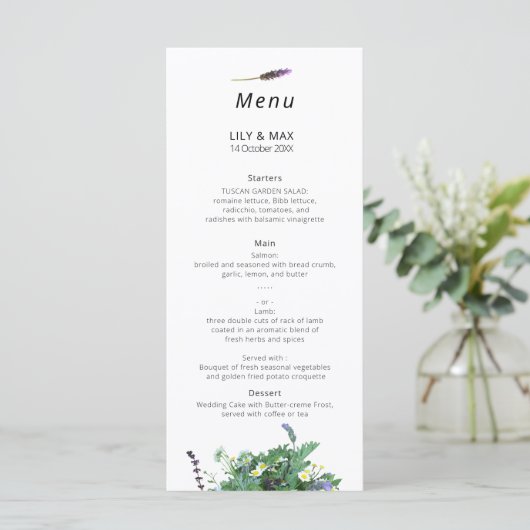 Botanical Wildflower Wedding Menu (Staand voorkant)