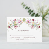 Botanical Wildflower Wedding RSVP Card Informatiekaartje (Staand voorkant)