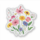 Botanical Wildflowers Floral Meadow Aesthetic Sticker (Voorkant)