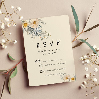 Botanical wildflowers garden floral RSVP Kaart