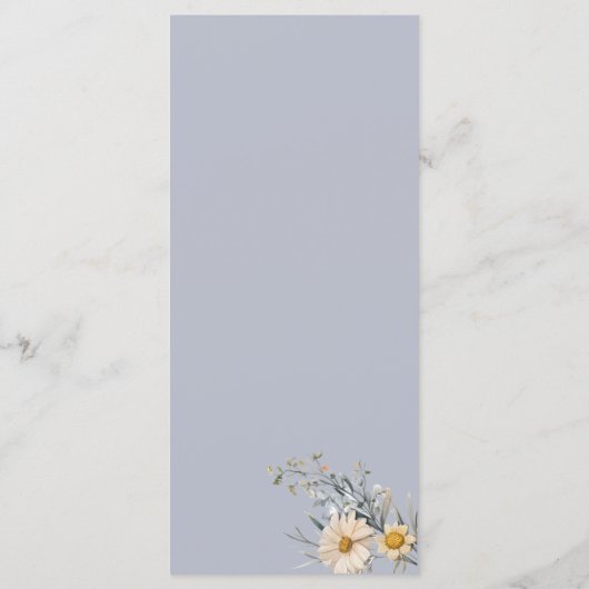 Botanical wildflowers garden floral Wedding Menu (Achterkant)