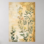 Botanical wildflowers including daisies in white,  poster (Voorkant)