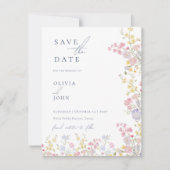 Botanical Wildflowers Wedding Save the Date Aankondiging (Voorkant)