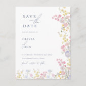 Botanical Wildflowers Wedding Save the Date Aankondigingskaart (Voorkant)