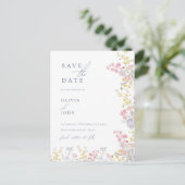 Botanical Wildflowers Wedding Save the Date Aankondigingskaart (Staand voorkant)