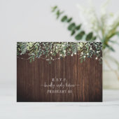 Botanical Wood Greenery String Lights Wedding RSVP Kaartje (Staand voorkant)