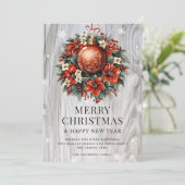 Botanical Wood Snowflake Ornament Holiday Card Feestdagenkaart (Staand voorkant)