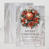 Botanical Wood Snowflake Ornament Holiday Card Feestdagenkaart (Voorkant / Achterkant)