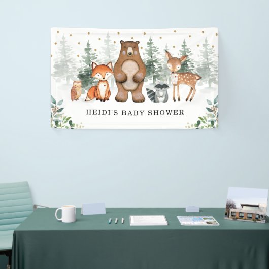 Botanical Woodland Forest Baby Dieren Welkom Spandoek (Beurs)
