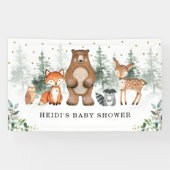 Botanical Woodland Forest Baby Dieren Welkom Spandoek (Horizontaal)
