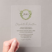 Botanical Wreath Earth Tone Wedding Acryl Uitnodigingen (Insitu (Draagbaar))