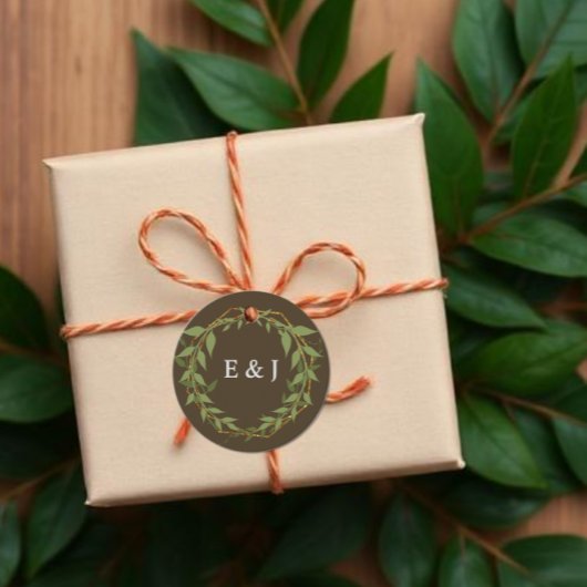 Botanical Wreath Earth Tone Wedding Bedankjes Labels