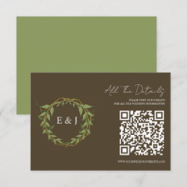Botanical Wreath Earth Tone Wedding Details Informatiekaartje