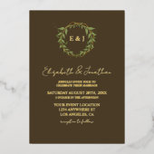 Botanical Wreath Earth Tone Wedding Folie Uitnodiging (Voorkant)