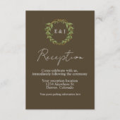 Botanical Wreath Earth Tone Wedding Reception Informatiekaartje (Voorkant)