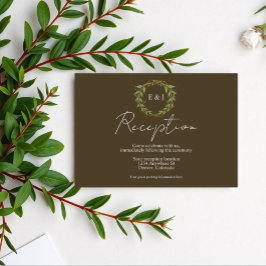 Botanical Wreath Earth Tone Wedding Reception Informatiekaartje