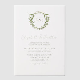 Botanical Wreath Earth Tone Wedding Vellum Uitnodigingen