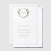 Botanical Wreath Earth Tone Wedding Vellum Uitnodigingen (Offset)