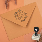 Botanical Wreath Familienaam Retour Adres Rubberstempel