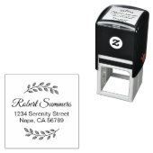 Botanical Wreath, Leaves Shaded Address Zelfinktende Stempel (In situ)