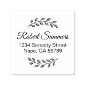 Botanical Wreath, Leaves Shaded Address Zelfinktende Stempel (Design)