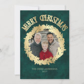 Botanical Wreath Photo Christmas Card Feestdagenkaart (Voorkant)