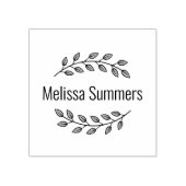 Botanical Wreath Top Bottom Branch Custom Name Rubberstempel (Afrduk)