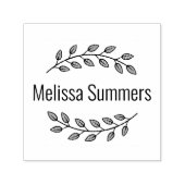 Botanical Wreath Top Bottom Branch Custom Name Zelfinktende Stempel (Design)