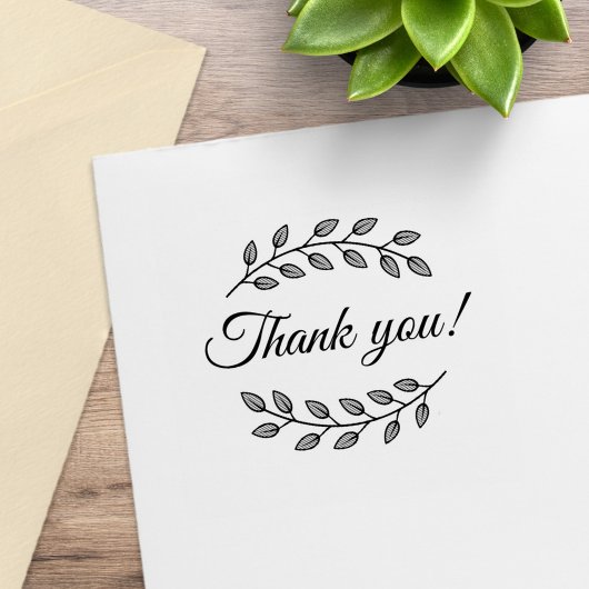 Botanical Wreath Top Bottom Thank You Rubberstempel