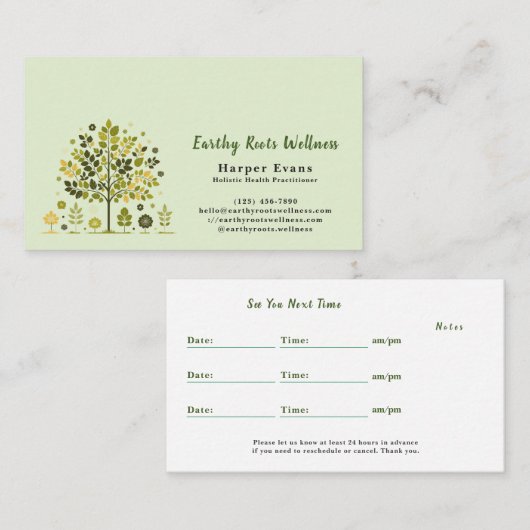 BotanicalLightGreen HolisticWellness Appointment& Visitekaartje (Voorkant / Achterkant)