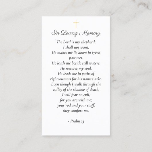  Botanicals Begrafenis Gebed Kaart Visitekaartje (Achterkant)