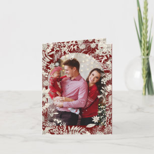 Botanicals Bloemen 1 foto Arch Rood Vrolijk Kerstf Feestdagen Kaart