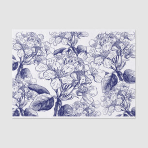 Botanicals bloesems in blauw decoupage tissuepapier