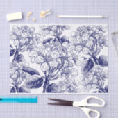 Botanicals bloesems in blauw decoupage tissuepapier (Craft)
