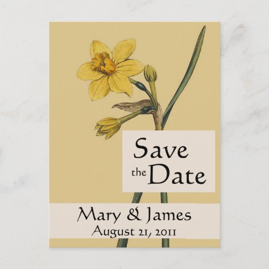  Botanicals Daffodil Save the Date Briefkaart (Voorkant)