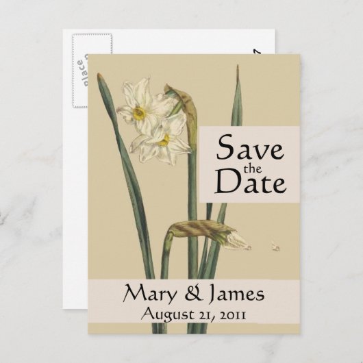  Botanicals Daffodil Save the Date Briefkaart (Voorkant / Achterkant)
