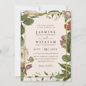Botanicals Greenery Rustic Vintage QR Code Wedding Kaart (Voorkant)