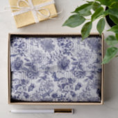 Botanicals in blauw met script decoupage tissuepapier (Geschenk)