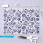 Botanicals in blauw met script decoupage tissuepapier (Craft)