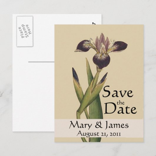  Botanicals Iris Save the Date Briefkaart (Voorkant / Achterkant)