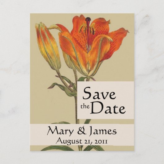  Botanicals Lily Save the Date Briefkaart (Voorkant)