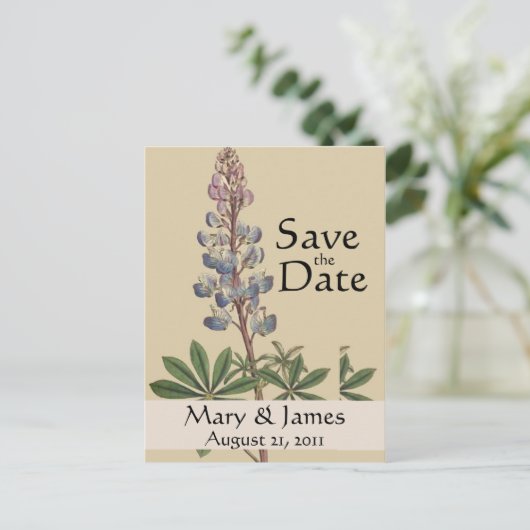  Botanicals Lupin Save the Date Briefkaart (Staand voorkant)
