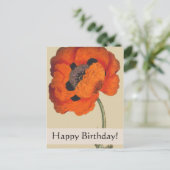 Botanicals Poppy Birthday Kaart (Staand voorkant)