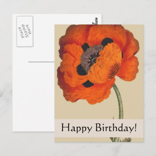  Botanicals Poppy Birthday Kaart (Voorkant / Achterkant)